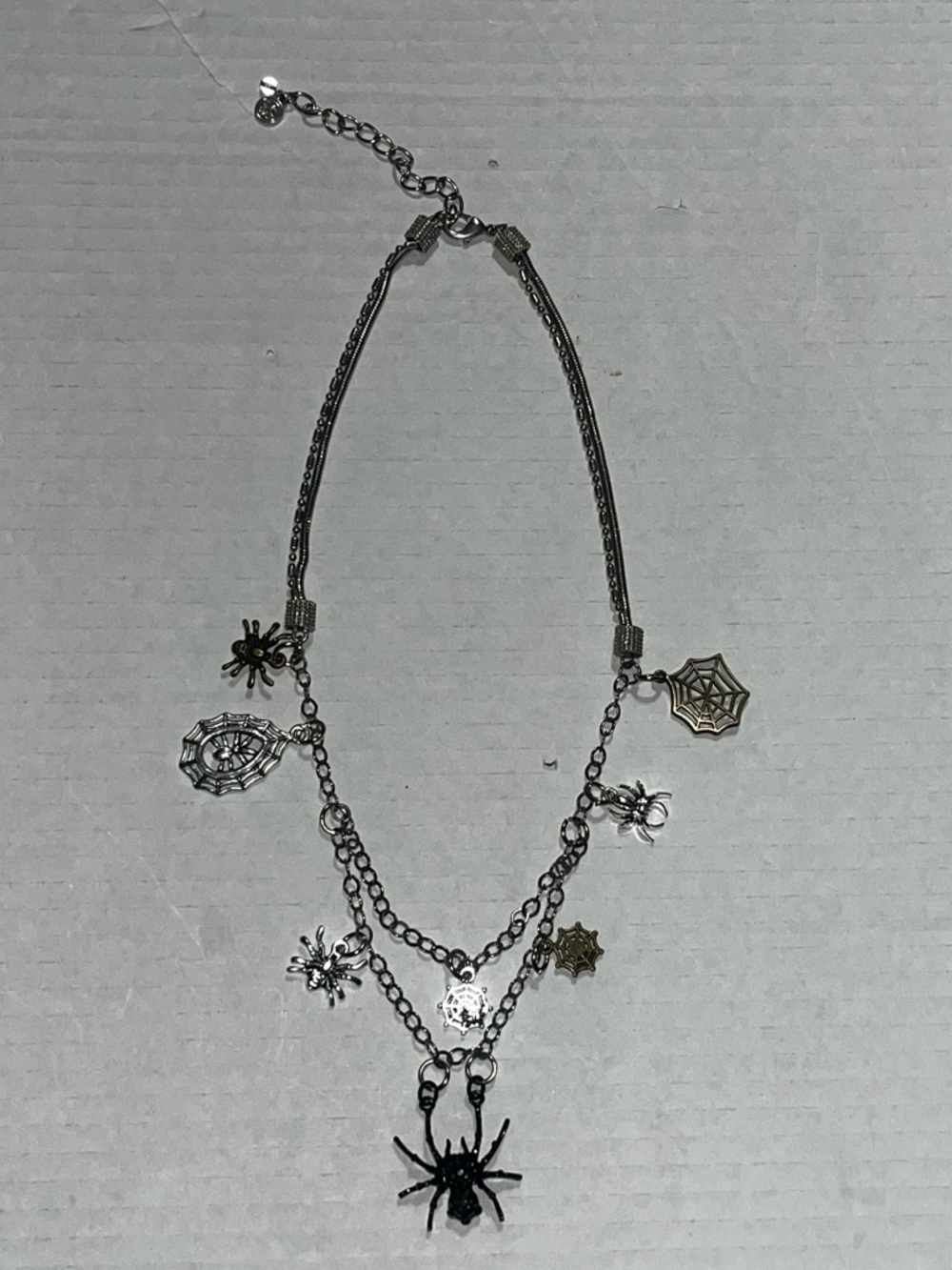 Multi-Color Spider & Web Charm Necklace - Women Jewelry - Picture 8 of 13